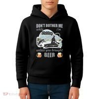 Don't Bother Me While I'm Fishing Beer Kids Hoodie thumb 4