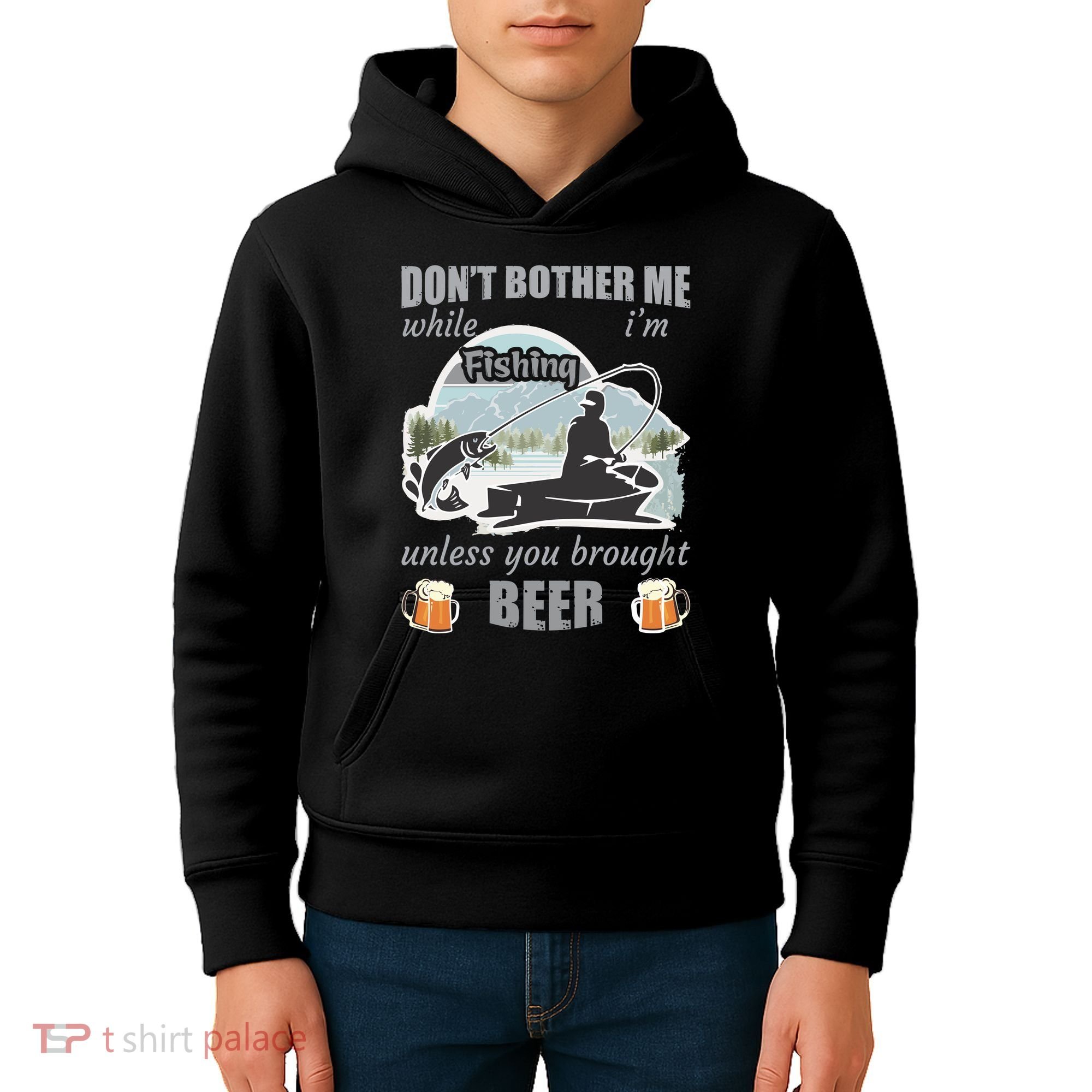 Don't Bother Me While I'm Fishing Beer Kids Hoodie