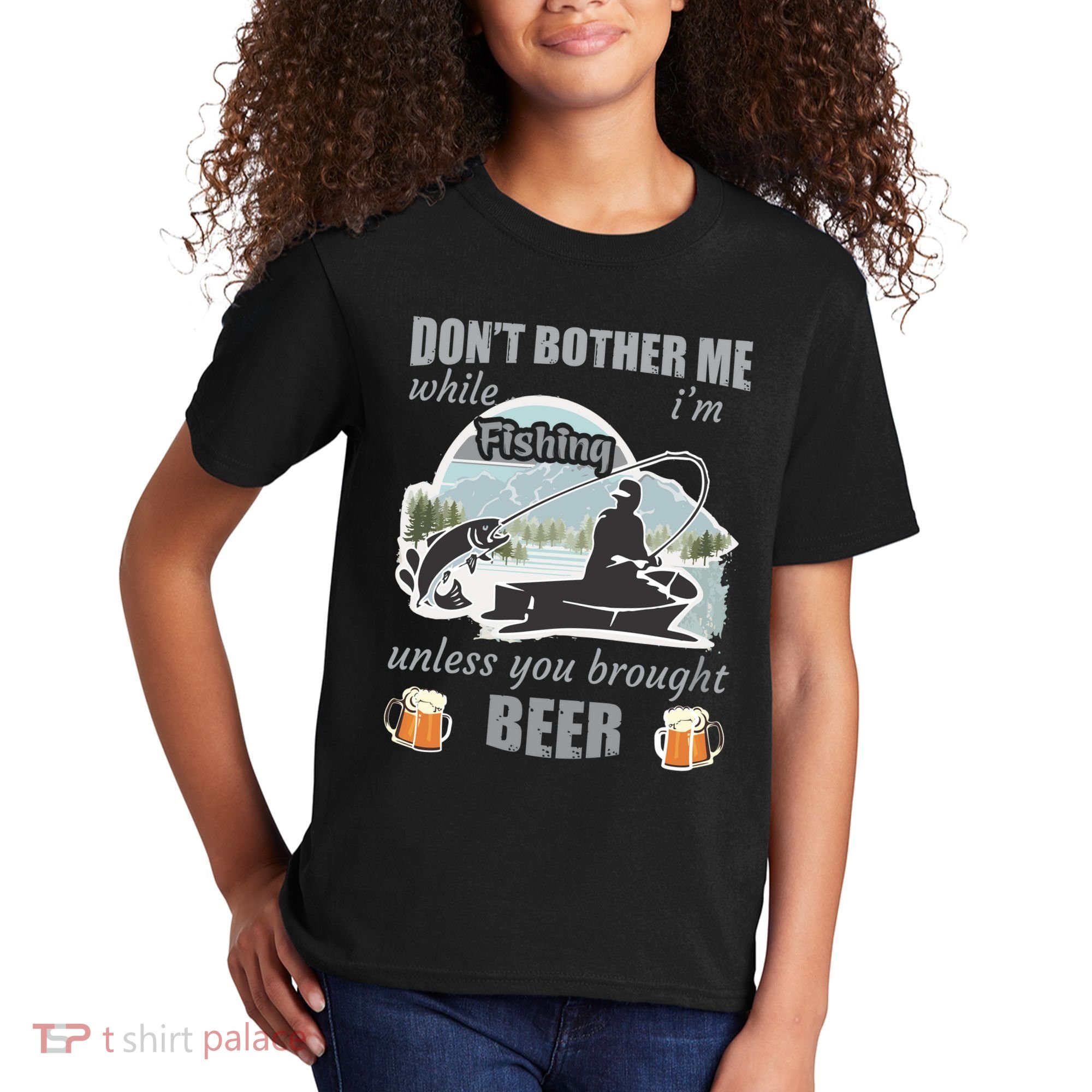 Don't Bother Me While I'm Fishing Beer Kids T-Shirt