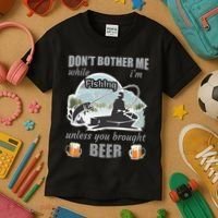 Don't Bother Me While I'm Fishing Beer Kids T-Shirt thumb 3