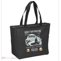 Don't Bother Me While I'm Fishing Beer Tote Bag thumb 2