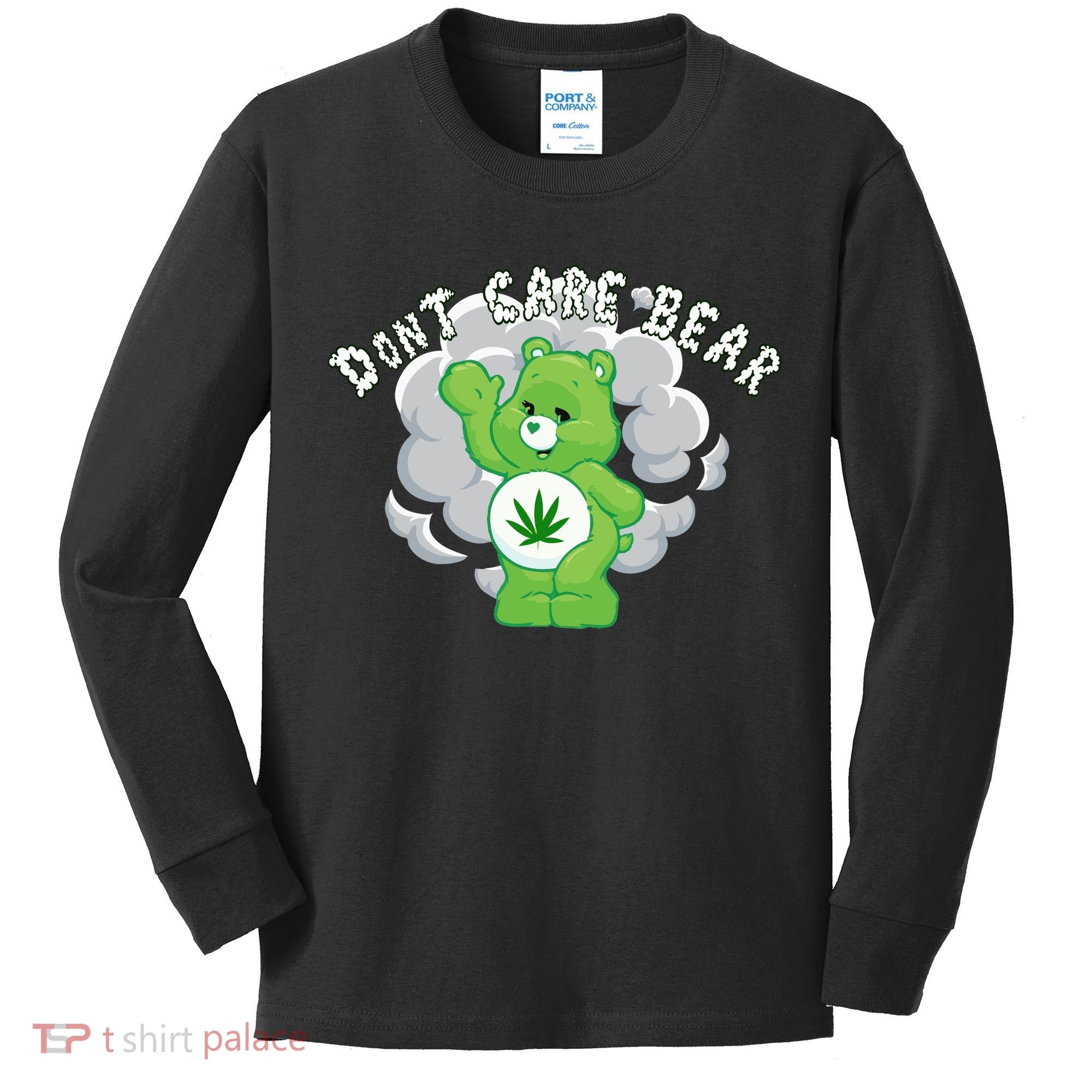 Don't Care Smoking Bear Kids Long Sleeve Shirt