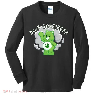 Don't Care Smoking Bear Kids Long Sleeve Shirt