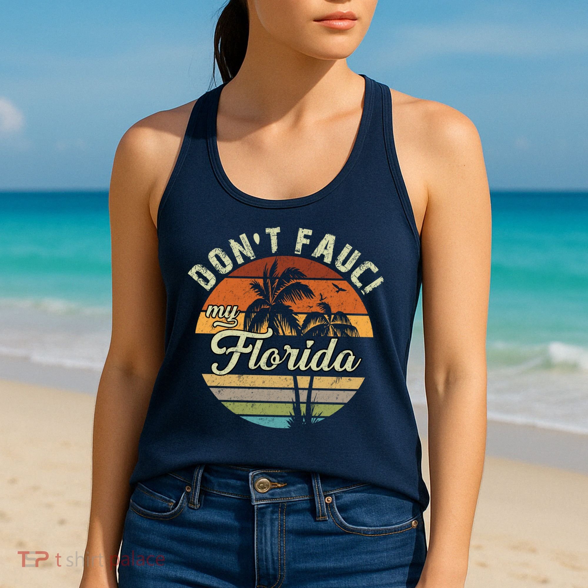 Don't Fauci My Florida Retro Palm Trees Women's Tank Top