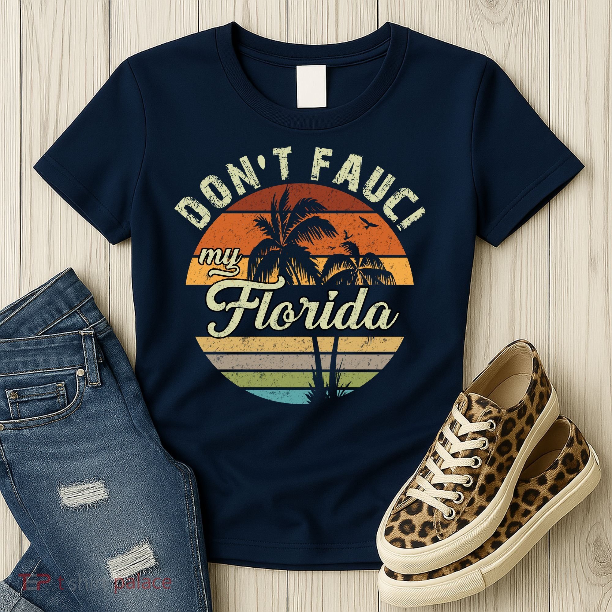 Don't Fauci My Florida Retro Palm Trees Women's T-Shirt