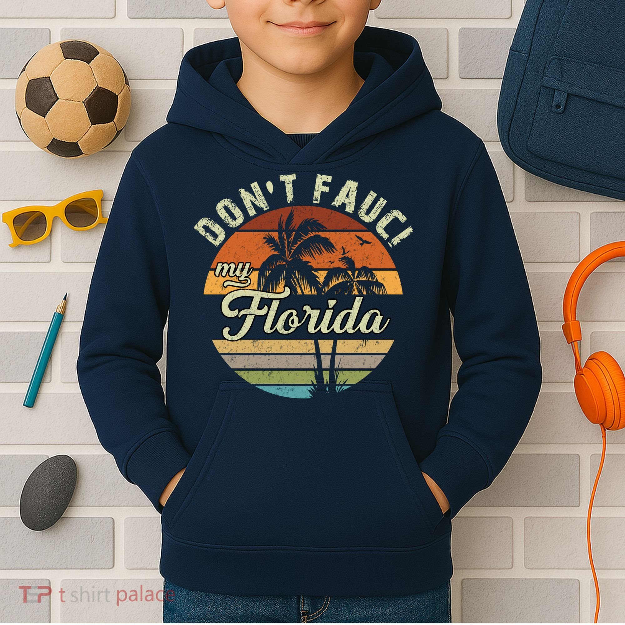 Don't Fauci My Florida Retro Palm Trees Kids Hoodie