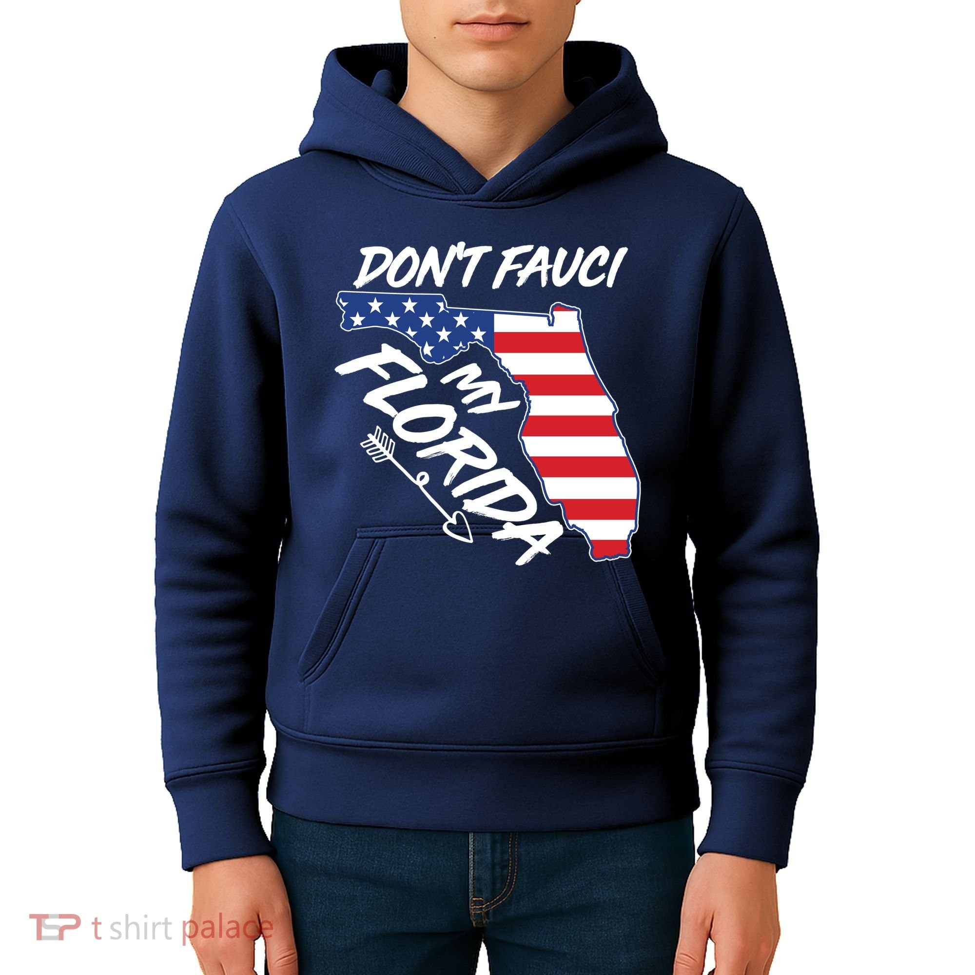 Don't Fauci My Florida USA American Flag State Kids Hoodie