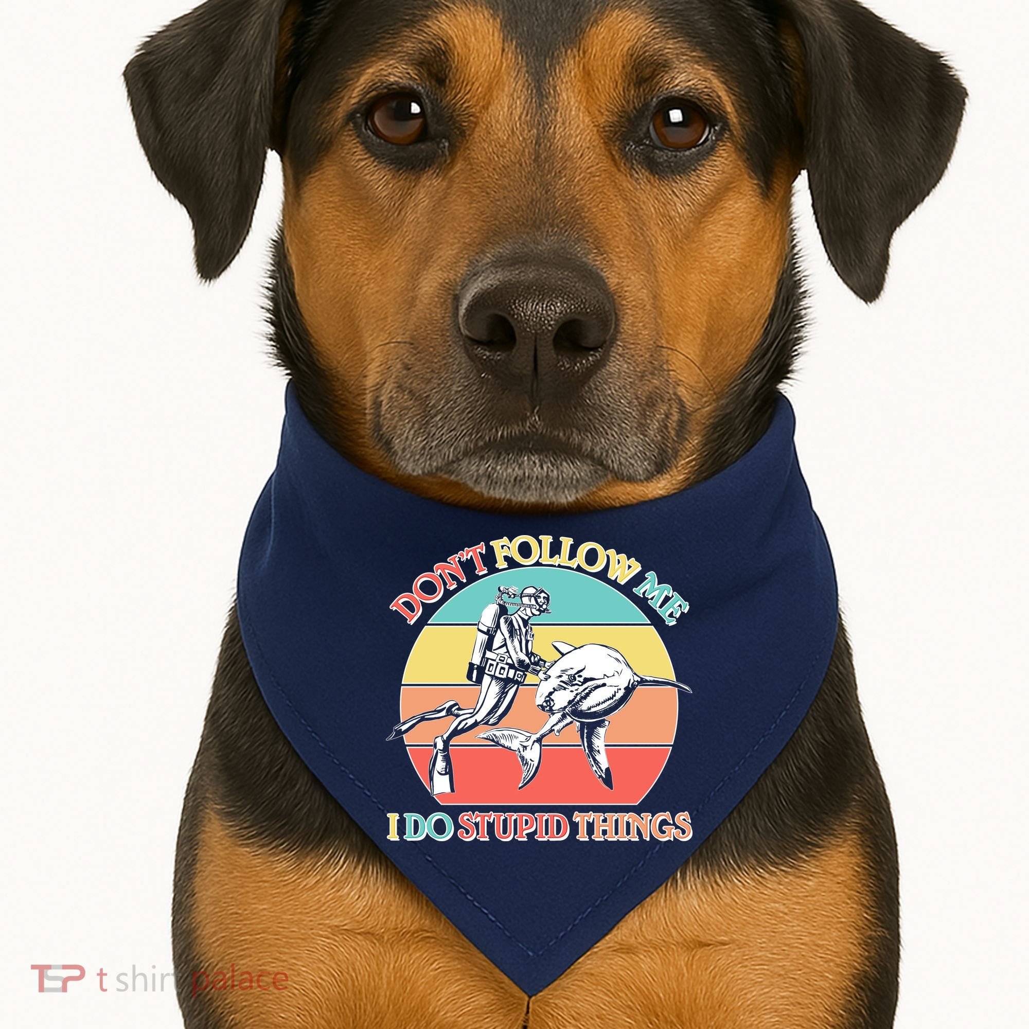Don't Follow Me I Do Stupid Things Scuba Diver USA-Made Doggie Bandana