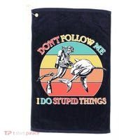 Don't Follow Me I Do Stupid Things Scuba Diver Golf Towel thumb 0