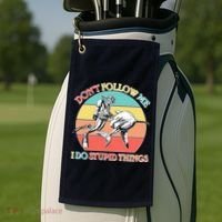Don't Follow Me I Do Stupid Things Scuba Diver Golf Towel thumb 2