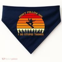 Don't Follow Me I Do Stupid Things Snow Boarding USA-Made Doggie Bandana thumb 0