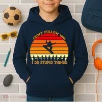Don't Follow Me I Do Stupid Things Snow Boarding Kids Hoodie thumb 2