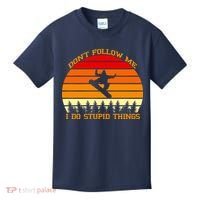 Don't Follow Me I Do Stupid Things Snow Boarding Kids T-Shirt thumb 0