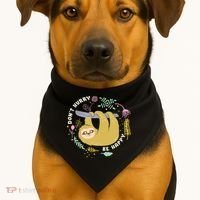 Don't Hurry Be Happy Funny Sloth USA-Made Doggie Bandana thumb 1