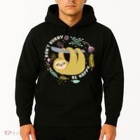 Don't Hurry Be Happy Funny Sloth Hoodie thumb 2