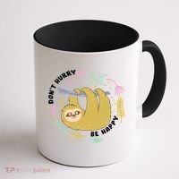 Don't Hurry Be Happy Funny Sloth Coffee Mug thumb 1