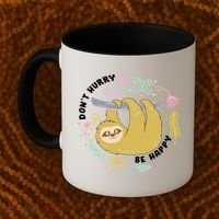 Don't Hurry Be Happy Funny Sloth Coffee Mug thumb 2