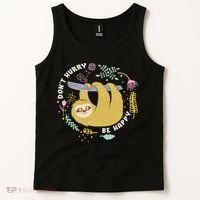 Don't Hurry Be Happy Funny Sloth Tank Top thumb 2