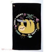 Don't Hurry Be Happy Funny Sloth Golf Towel thumb 0