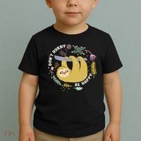 Don't Hurry Be Happy Funny Sloth Toddler T-Shirt thumb 2
