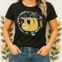 Don't Hurry Be Happy Funny Sloth Women's T-Shirt thumb 2