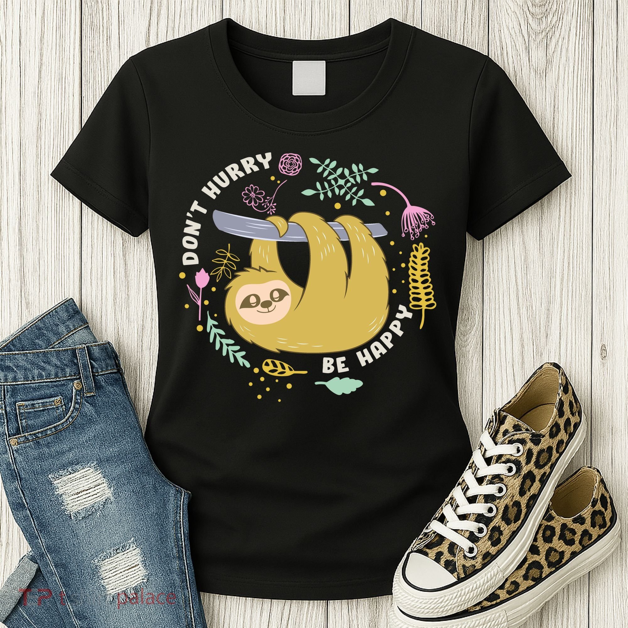 Don't Hurry Be Happy Funny Sloth Women's T-Shirt