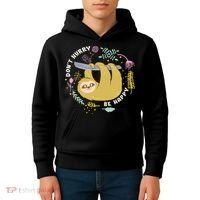 Don't Hurry Be Happy Funny Sloth Kids Hoodie thumb 4