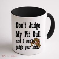 Don't Judge My Pit Bull Coffee Mug thumb 1