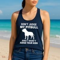 Don't Judge My Pitbull I Won't Judge Your Kids Women's Tank Top thumb 2