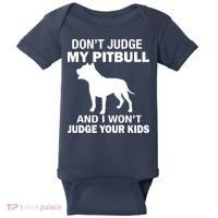 Don't Judge My Pitbull I Won't Judge Your Kids Baby Bodysuit thumb 0