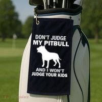 Don't Judge My Pitbull I Won't Judge Your Kids Golf Towel thumb 2