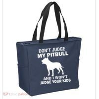 Don't Judge My Pitbull I Won't Judge Your Kids Tote Bag thumb 2