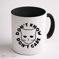 Don't Know Don't Care Funny Cat Coffee Mug thumb 1