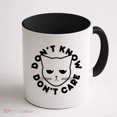 Don't Know Don't Care Funny Cat Coffee Mug back