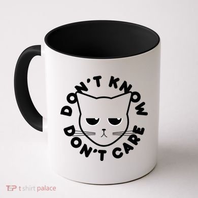 Don't Know Don't Care Funny Cat Coffee Mug