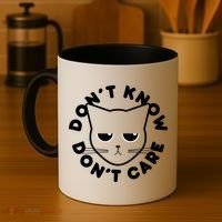 Don't Know Don't Care Funny Cat Coffee Mug thumb 4