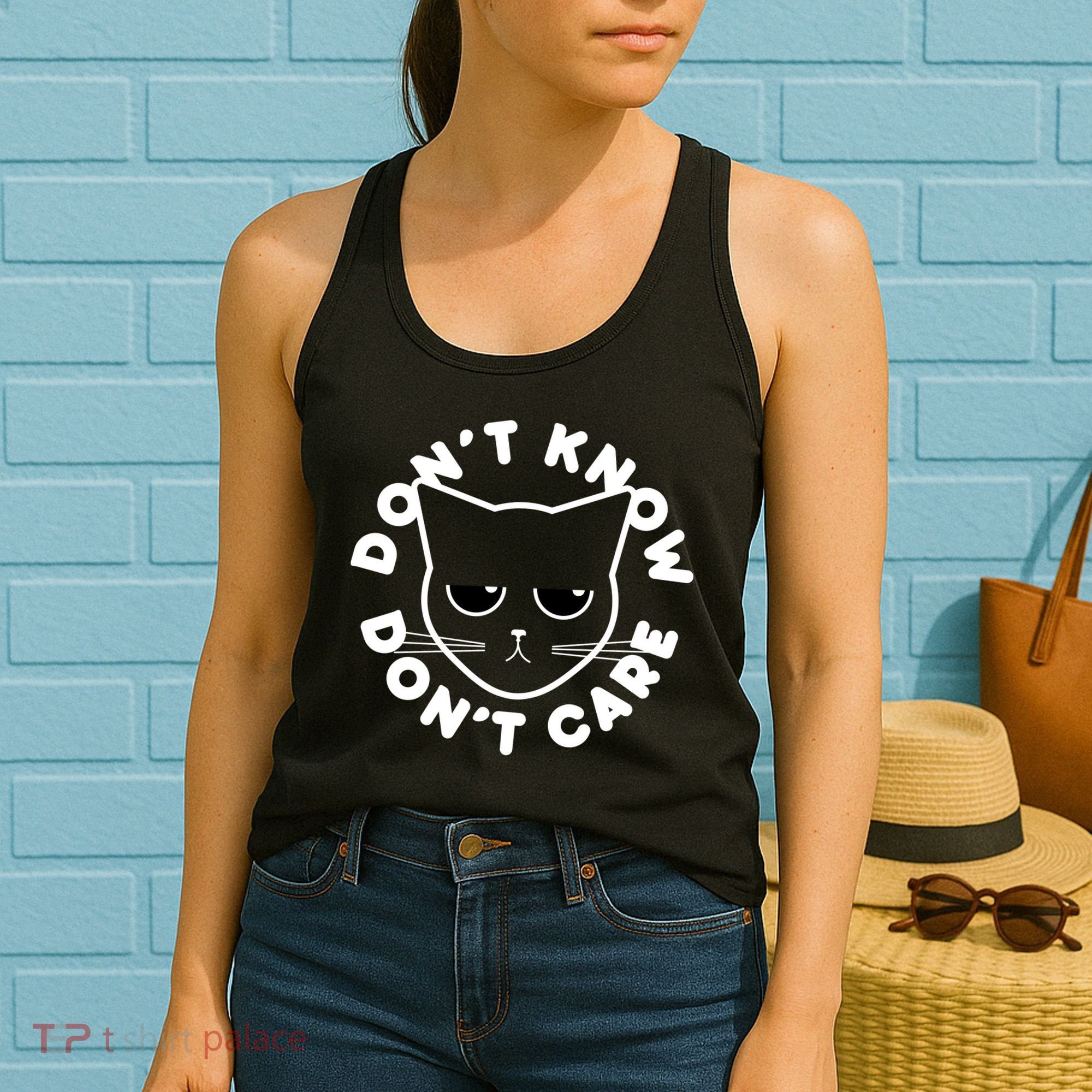 Don't Know Don't Care Funny Cat Women's Tank Top