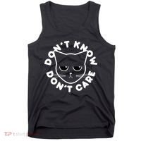 Don't Know Don't Care Funny Cat Tank Top thumb 0