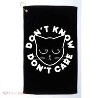 Don't Know Don't Care Funny Cat Golf Towel thumb 0