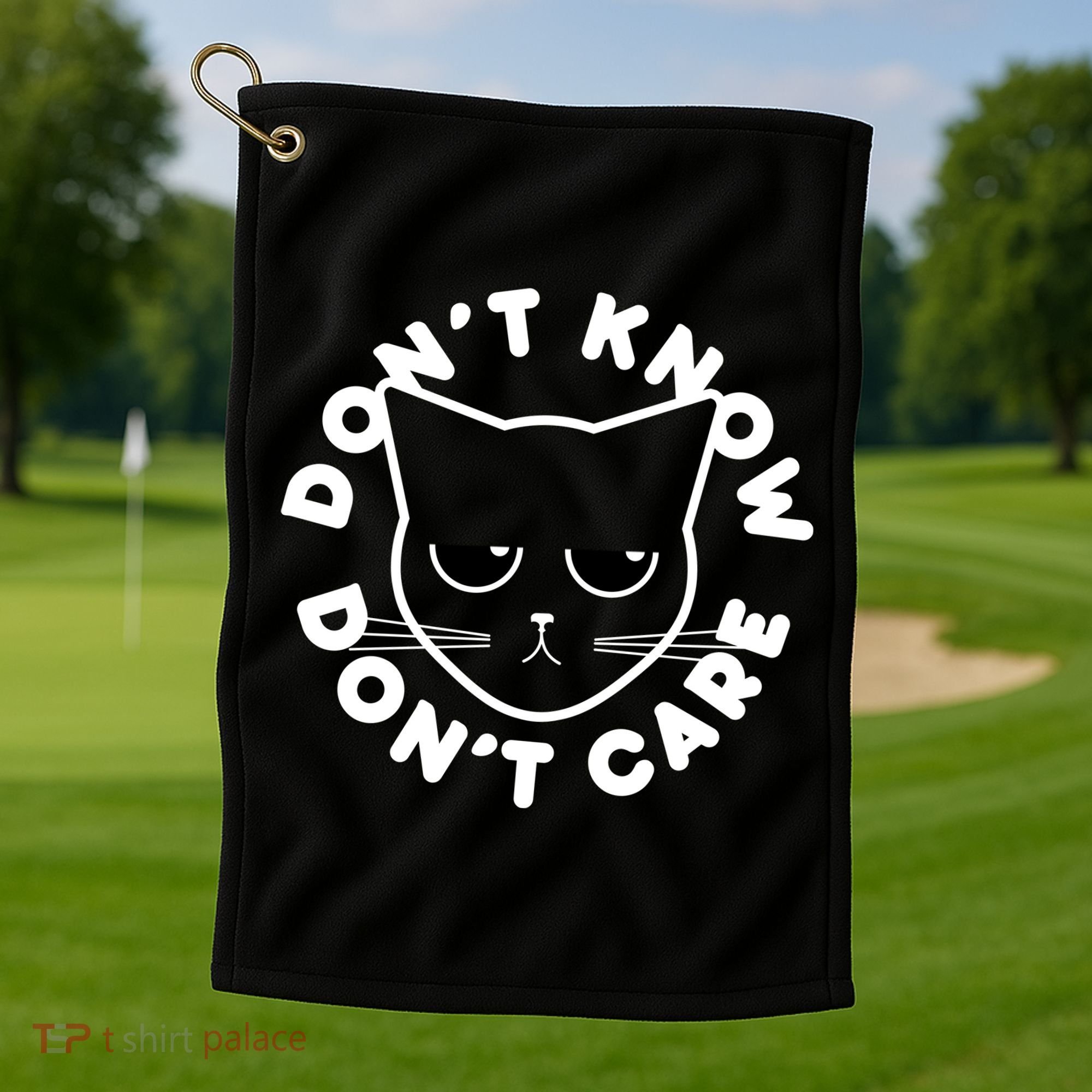 Don't Know Don't Care Funny Cat Golf Towel