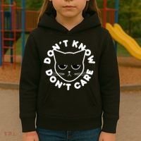 Don't Know Don't Care Funny Cat Kids Hoodie thumb 3