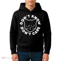 Don't Know Don't Care Funny Cat Kids Hoodie thumb 4