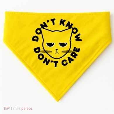 Don't Know Don't Care Funny Cat USA-Made Doggie Bandana