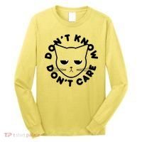 Don't Know Don't Care Funny Cat Long Sleeve Shirt thumb 0
