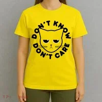 Don't Know Don't Care Funny Cat T-Shirt thumb 4