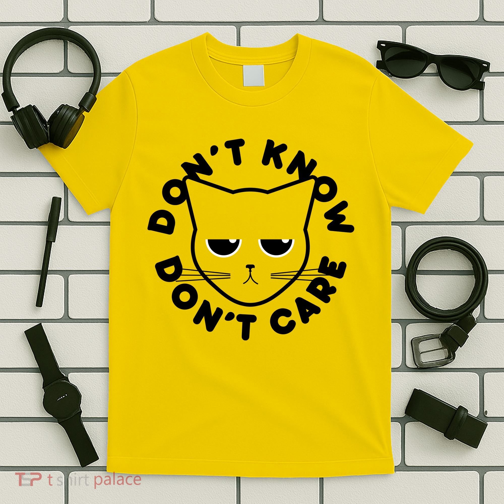 Don't Know Don't Care Funny Cat T-Shirt