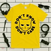 Don't Know Don't Care Funny Cat T-Shirt thumb 5