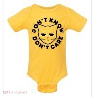 Don't Know Don't Care Funny Cat Baby Bodysuit thumb 0