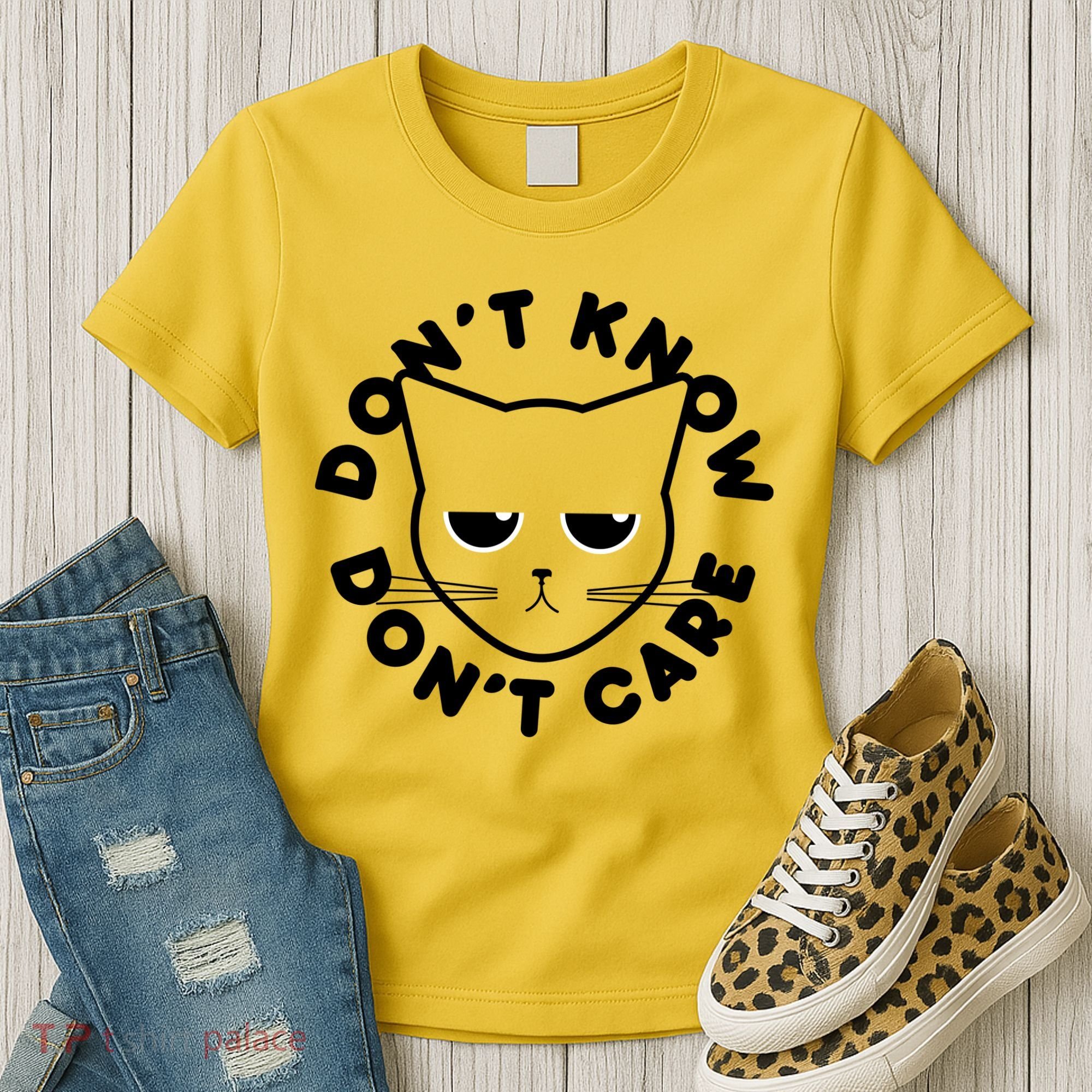 Don't Know Don't Care Funny Cat Women's T-Shirt