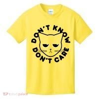 Don't Know Don't Care Funny Cat Kids T-Shirt thumb 0